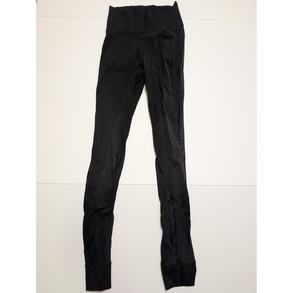 Lululemon Black Mesh "hot like agni" Athletic Leggings Size 4 Yoga Running Tight